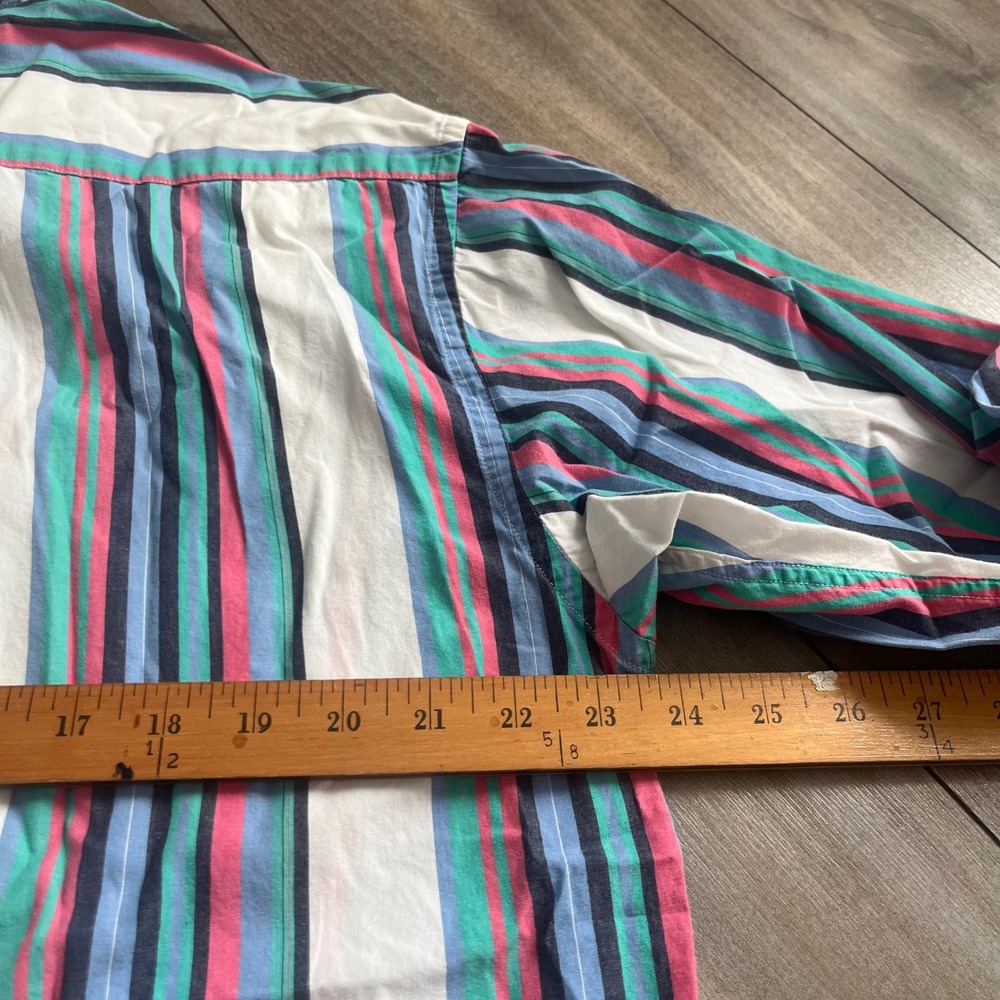 Vintage Tommy Hilfiger Mens Medium Striped Button Down Shirt Crest Bin F-16 - Picture 5 of 5